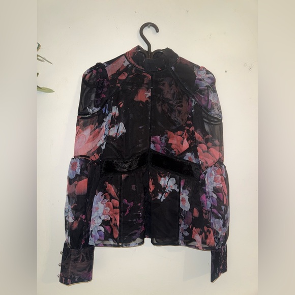 Ted Baker Black Floral Sheer Blouse - Picture 3 of 12